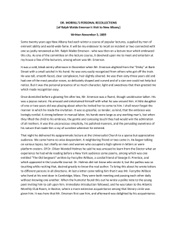 Lecture Visit of Ralph Waldo Emerson