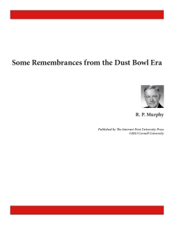 Some Remembrances from the Dust Bowl Era