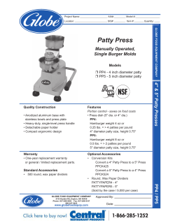 Globe Hamburger Patty Press PP4 PP5 Spec Sheet