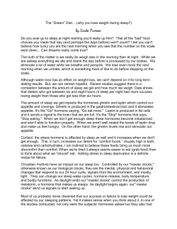 The Dream Diet (Why you lose weight when you`re sleeping)