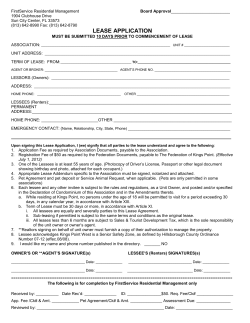 lease application - Kings Point in Sun City Center, Florida