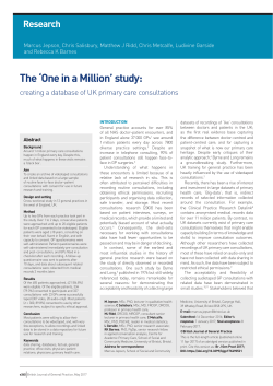 The `One in a Million` study: creating a database of UK primary care