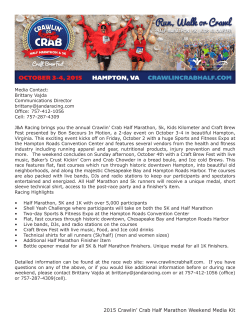 2015 Crawlin` Crab Half Marathon Weekend Media Kit