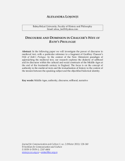 Discourse and Dominion in Chaucer`s Wife of Bath`s Prologue