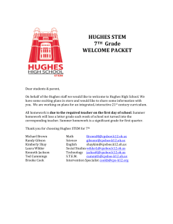 HUGHES STEM 7TH Grade WELCOME PACKET