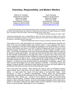 Chemistry, Social Responsibility and Modern Warfare