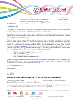 Spanish Exchange Visit 2017 Letter