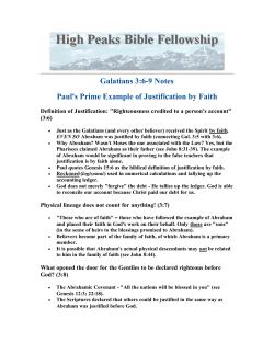 Galatians 3:6-9 Notes Paul`s Prime Example of