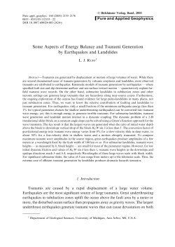 Some Aspects of Energy Balance and Tsunami
