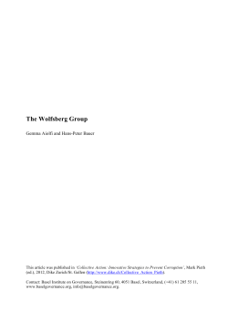 The Wolfsberg Group - Wolfsberg Principles