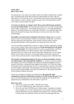 1 ZONE DIET Barry Sears, Ph.D. For generations