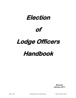 Election of Lodge Officers Handbook Revised January 2011