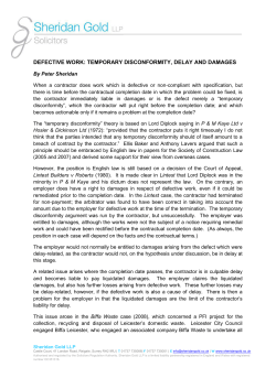 defective work: temporary disconformity, delay and