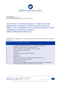 Overview of comments - EMA