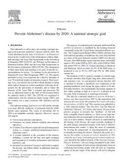 Prevent Alzheimer`s disease by 2020: A national strategic goal