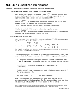 NOTES on undefined expressions