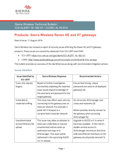 Products: Sierra Wireless Raven XE and XT gateways