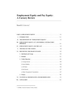 Employment Equity and Pay Equity: A Cursory Review