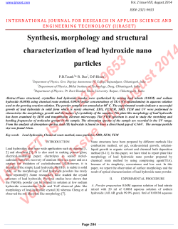Synthesis, morphology and structural characterization of lead