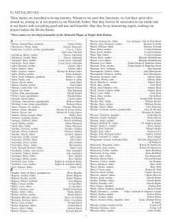 in memoriam - Temple Beth Shalom