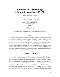 Semiotics of Terminology: A Semiotic Knowledge Profile