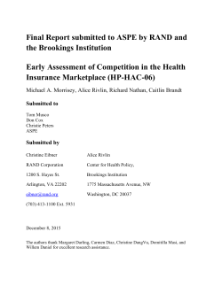 Early Assessment of Competition in the Health Insurance Marketplace