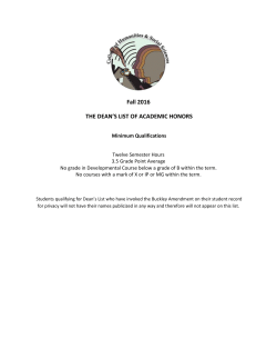 Fall 2016 CHSS Dean`s List