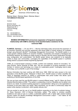 DSM press release - Biomax Informatics AG