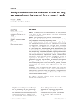 Family-based therapies for adolescent alcohol and drug use