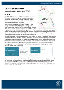 Dawes National Park Management Statement 2015