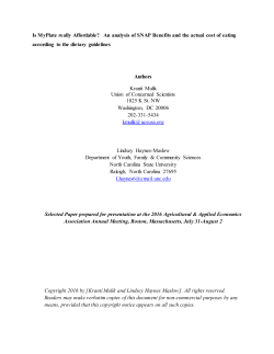 Is MyPlate really Affordable? An analysis of SNAP Benefits and the