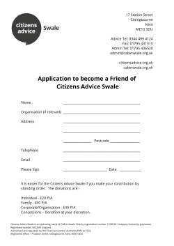Application to become a Friend of Citizens Advice Swale