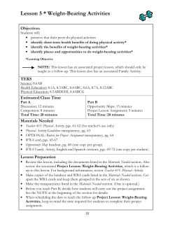 Lesson 5 * Weight-Bearing Activities