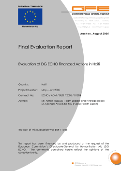 DG ECHO Haiti Evaluation - Final Evaluation Report
