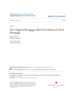 The Original Mortgagor, After Foreclosure of a First Mortgage
