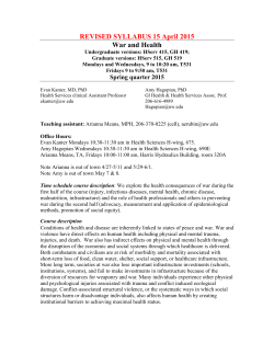 REVISED SYLLABUS 15 April 2015 War and Health