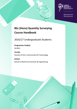 BSc (Hons) Quantity Surveying Course Handbook
