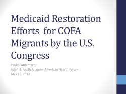 Medicaid Restoration Efforts for COFA Migrants by the U.S. Congress