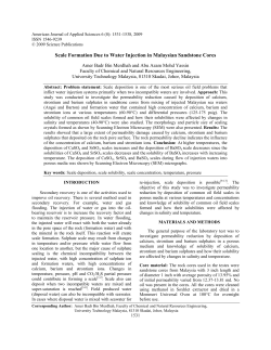 Scale Formation Due to Water Injection in Malaysian Sandstone Cores