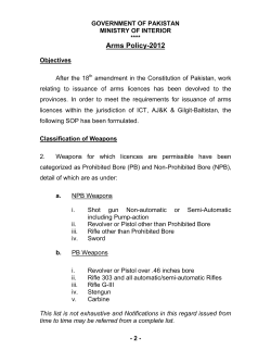 arms licences policy-2011 - Ministry of Interior, Pakistan