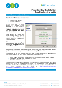 Pcounter New Installation Troubleshooting guide