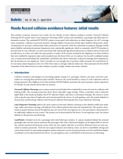 Honda Accord collision avoidance features &ndash; initial results