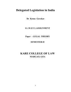 Delegated Legislation in India - Govind Ramnath Kare College of