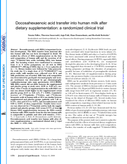 Docosahexaenoic acid transfer into human milk after