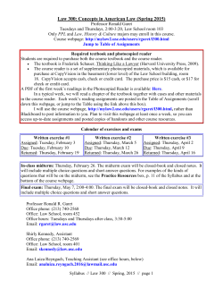 Law 300: Concepts in American Law (Spring 2015)