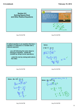 6.5.notebook 1 February 19, 2014 Section 65 Solving Square Root