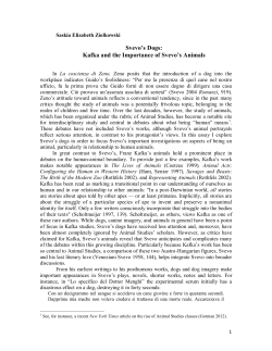Svevo`s Dogs: Kafka and the Importance of Svevo`s Animals
