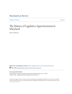 The History of Legislative Apportionment in Maryland