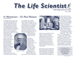The Life Scientist - University of Minnesota Duluth