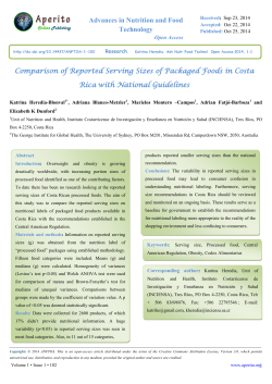 Comparison of Reported Serving Sizes of Packaged Foods in Costa